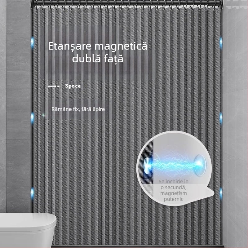 Perdea de duș pliabilă pentru baie, subcostum, fără perforații, invizibilă, impermeabilă, pânză, de înaltă calitate, pentru toaletă, separare uscată și umedă, pentru duș