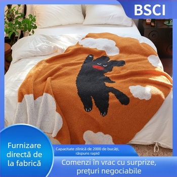 Nou Flying Dog clasa A jumătate-laterală catifea tricotată pătură pauza de prânz acoperire pătură casual pătură moale uzură cu Bellyfin