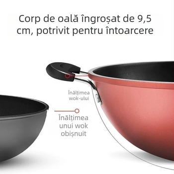 Tigaie antiaderentă cu cristal diamantat, tigaie de bucătărie, Wok, tigaie antiaderentă cu inducție, aragaz, tigaie universală