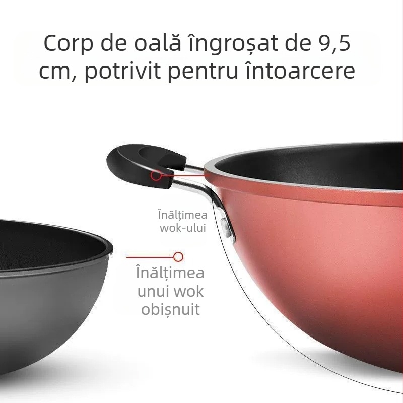 Tigaie antiaderentă cu cristal diamantat, tigaie de bucătărie, Wok, tigaie antiaderentă cu inducție, aragaz, tigaie universală