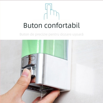 Cutie dezinfectantă pentru mâini Ruiwo, sub-ambalaj hotelier, montat pe perete, loțiune de baie montată pe perete, dozator de săpun cu două capete, sub-sticlă, sticlă cu presă