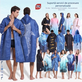 2025 Transfrontalieră cu uscare rapidă cu fermoar Halat de baie Prosop de înot Portabil Haină cu glugă Purtând Prosop de baie pentru plajă