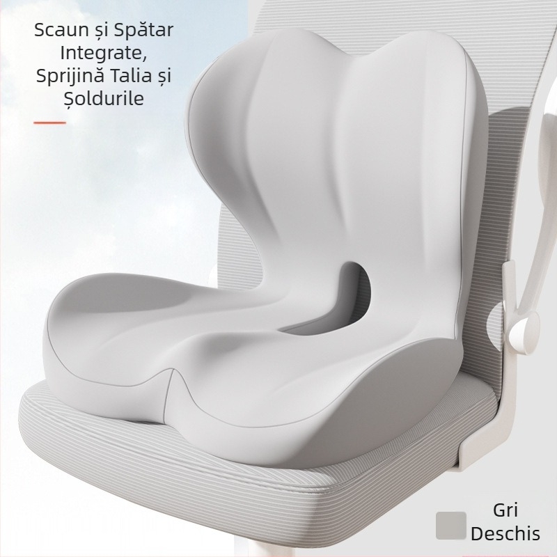 Pernă de scaun din spumă cu memorie, dintr-o singură bucată și pernă integrată pentru spătar, pernă pentru scaun de birou pentru student, pernă pentru scaun auto, pernă pentru talie și fund