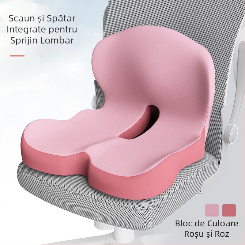 Pernă de scaun din spumă cu memorie, dintr-o singură bucată și pernă integrată pentru spătar, pernă pentru scaun de birou pentru student, pernă pentru scaun auto, pernă pentru talie și fund