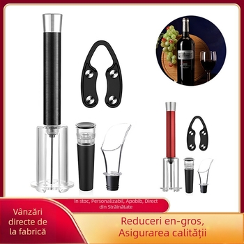 Deschizător de sticle cu presiune de aer transfrontalieră, costum de tub de aluminiu, patru piese, toarnă de vin, sticlă de gură, tăietor de folie, set de vin, cutie cadou, costum
