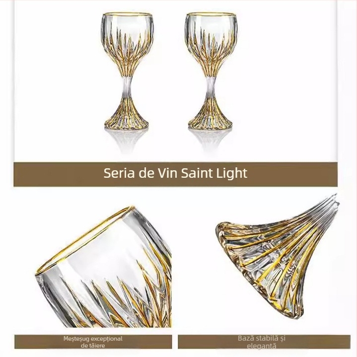 Pahar de vin roșu sculptat în relief, vintage, de lux, ușor, din sticlă de uz casnic, pahar de vin, pahar de vin de înaltă calitate, cu ridicata