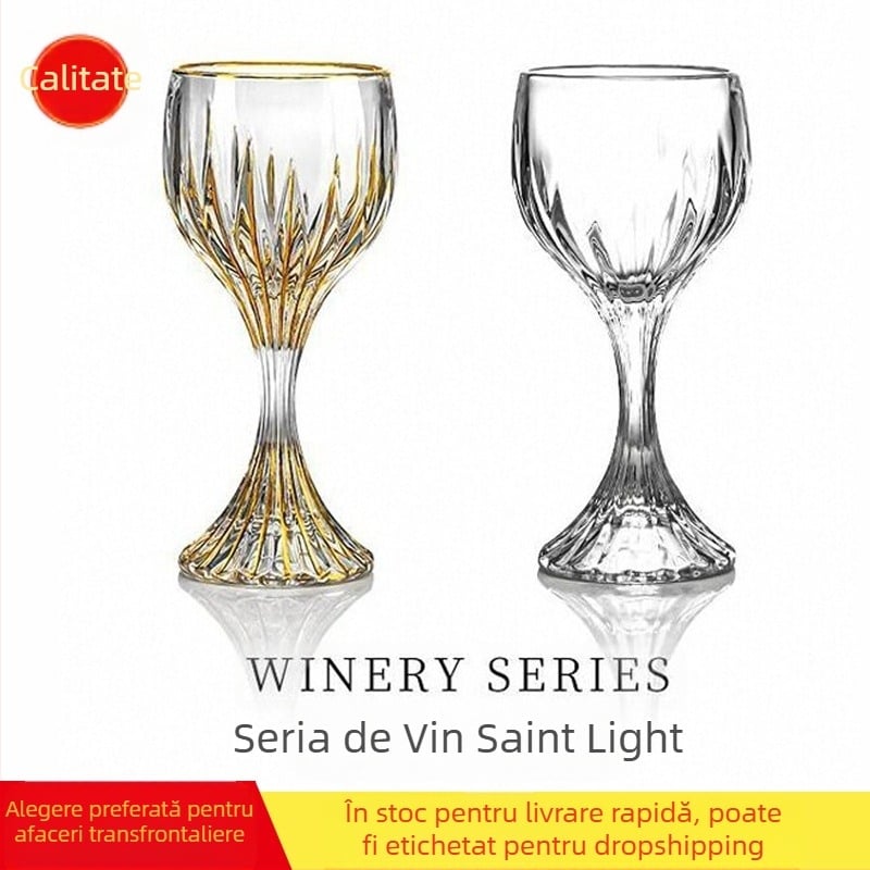 Pahar de vin roșu sculptat în relief, vintage, de lux, ușor, din sticlă de uz casnic, pahar de vin, pahar de vin de înaltă calitate, cu ridicata