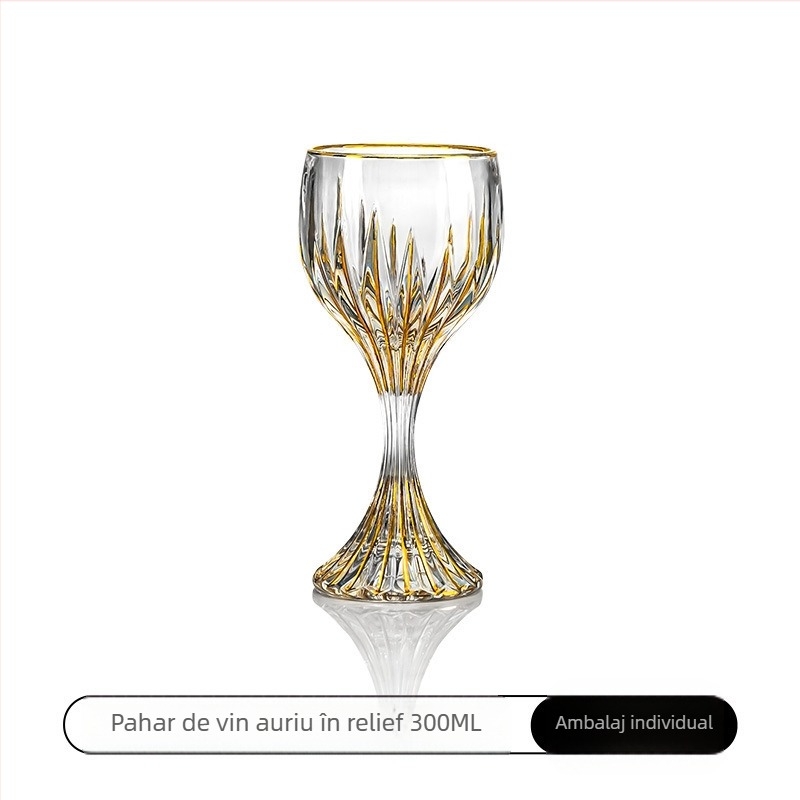 Pahar de vin roșu sculptat în relief, vintage, de lux, ușor, din sticlă de uz casnic, pahar de vin, pahar de vin de înaltă calitate, cu ridicata