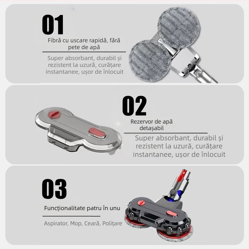 Potrivit pentru accesorii de aspirator Dyson, lustruire umedă și uscată, mop de podea, cap de aspirație, mop electric integrat