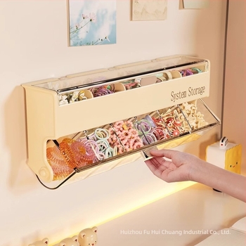 Cutie de depozitare pentru accesorii de păr pentru copii, cutie de separare pentru frânghie de păr montată pe perete, cutie separatoare pentru bijuterii pentru fete, cu bandă de cauciuc pentru păr