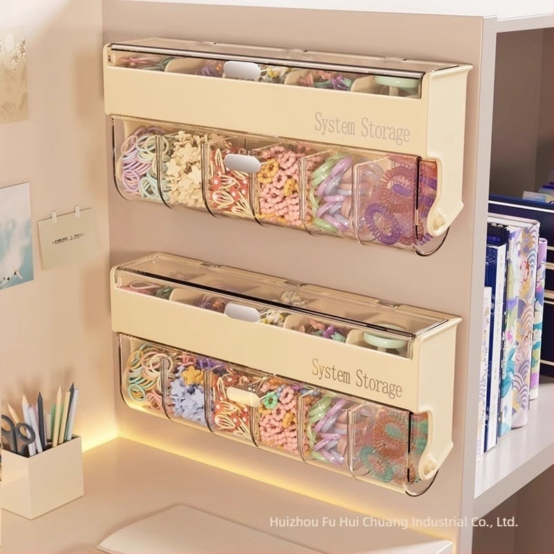 Cutie de depozitare pentru accesorii de păr pentru copii, cutie de separare pentru frânghie de păr montată pe perete, cutie separatoare pentru bijuterii pentru fete, cu bandă de cauciuc pentru păr