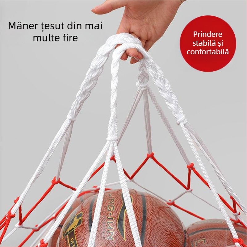 En-gros din fabrică, buzunar mare cu minge, plasă mare de fotbal, baschet, portabil, capacitate mare, geantă de depozitare cu plasă portabilă