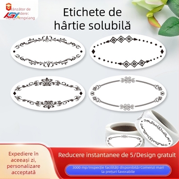 Siglă goală pentru sticle și cutii alimentare solubile degradabile, scrise de mână, transfrontaliere, în stoc, cu autocolant oval de clasificare