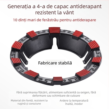 Capac rezistent la vânt din fontă pentru aragaz de uz casnic, inel de foc economisitor de energie, suport antiderapant cu opt dinți recent modernizat