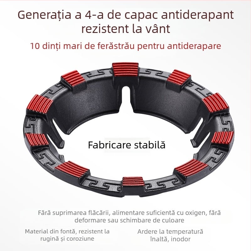 Capac rezistent la vânt din fontă pentru aragaz de uz casnic, inel de foc economisitor de energie, suport antiderapant cu opt dinți recent modernizat