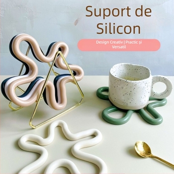 Covorașe izolate din silicon asimetrice pentru cafea, rezistente la temperaturi ridicate, pentru boluri și bucătărie, pentru oale, covorașe pentru cină