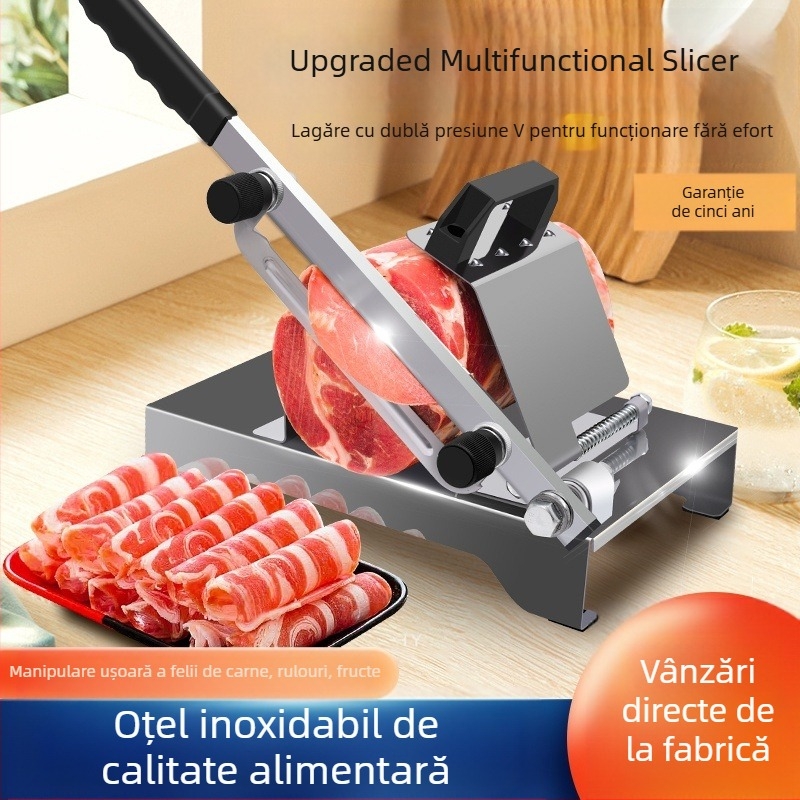 Mașină de feliat manuală de uz casnic, carne de vită și oaie, cuțit de orez pentru prăjituri, carne congelată, tăiată, grăsime de vită, rulou, felie, artefact comercial, carne de oaie congelată