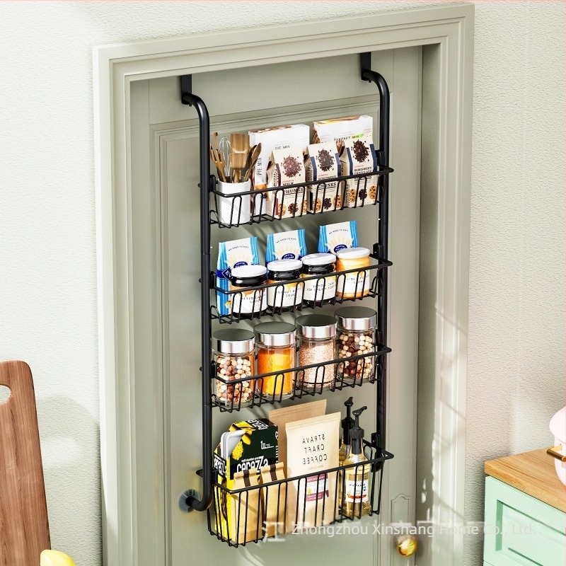 Creative Ușă Spate Depozitare Rack Fără Perforare Coș Agățat Bucătărie Condimente Sticle Ușă Agățat Rack Depozitare Cameră Coș De Depozitare Multistrat
