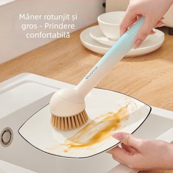 Perie de bucătărie pentru oală, perie de spălat vase de uz casnic, perie de curățare rotativă multifuncțională, non-pete, ulei și non-dăunătoare, perie pentru oală, artefacte pentru oală