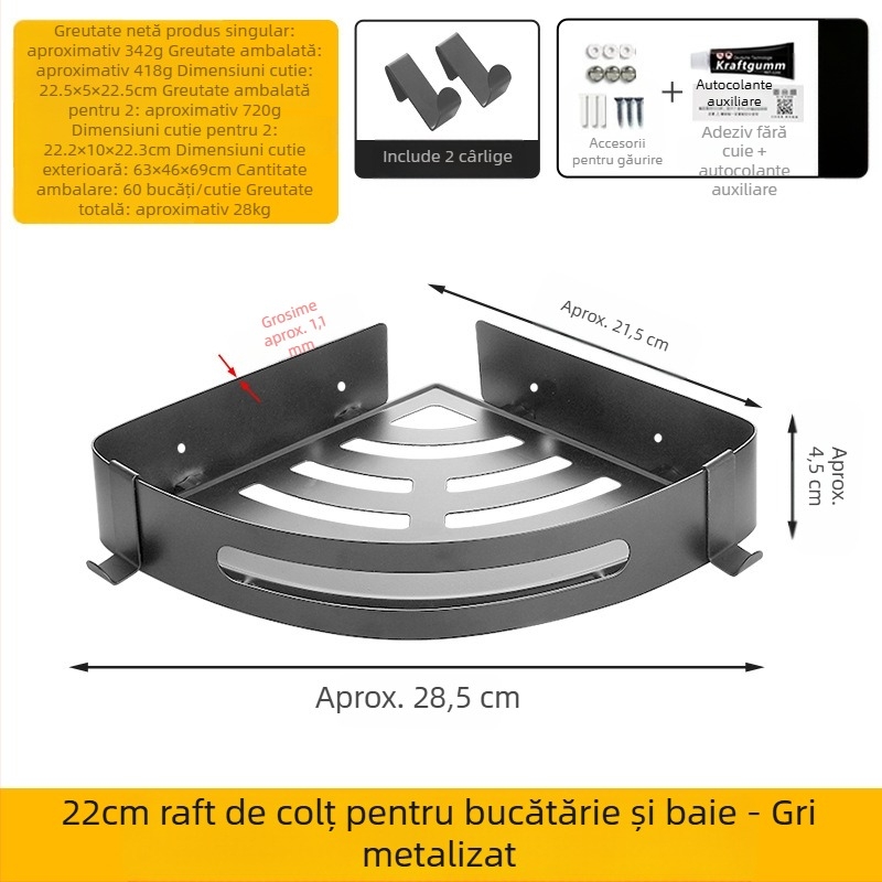 Suport pentru toaletă, suport pentru prosoape de baie, agățat de perete, trepied fără găuri, toaletă, baie, duș, raft de depozitare