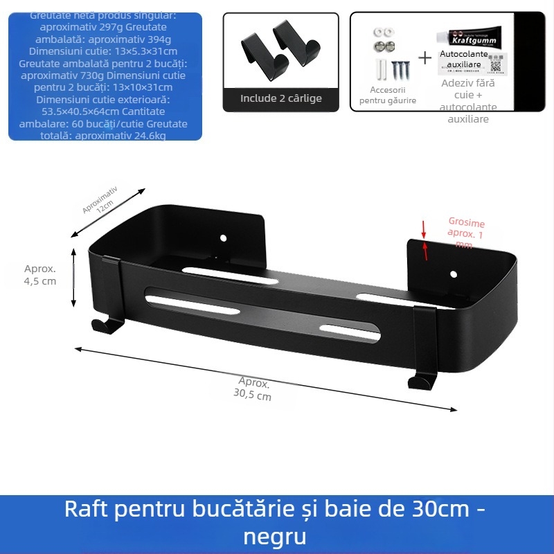 Suport pentru toaletă, suport pentru prosoape de baie, agățat de perete, trepied fără găuri, toaletă, baie, duș, raft de depozitare