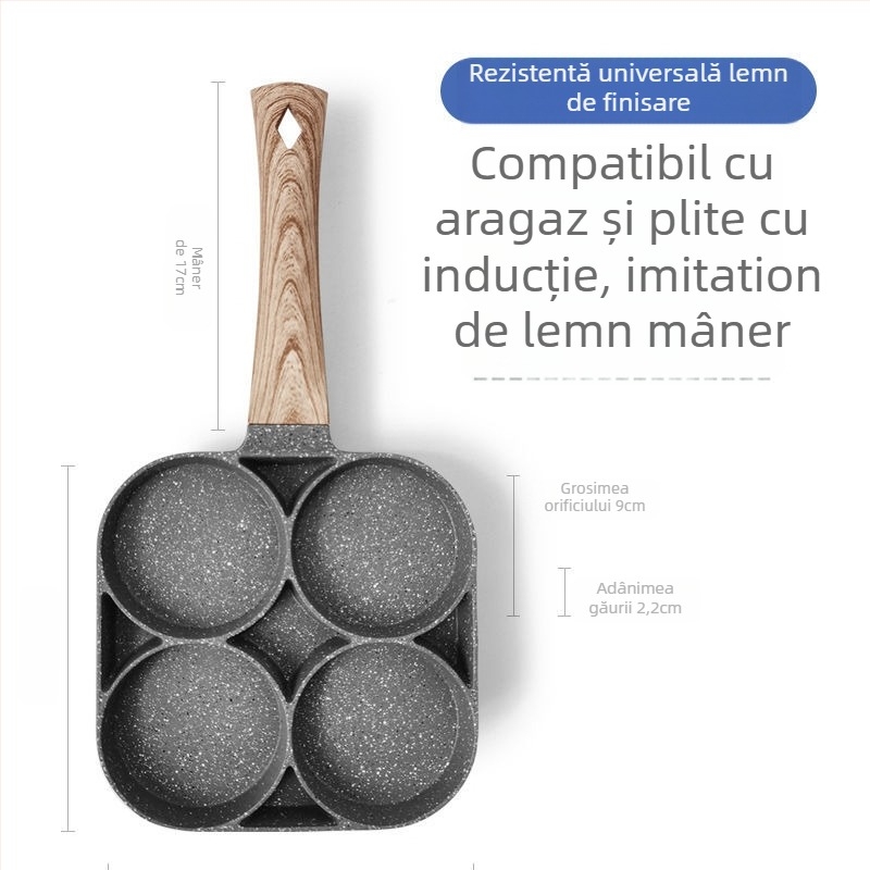Tigaie de prăjit ouă, mucegai pentru prăjit ouă cu patru găuri, artefact pentru prăjit ouă, tigaie antiaderentă pentru clătite, mașină de prăjit micul dejun acasă