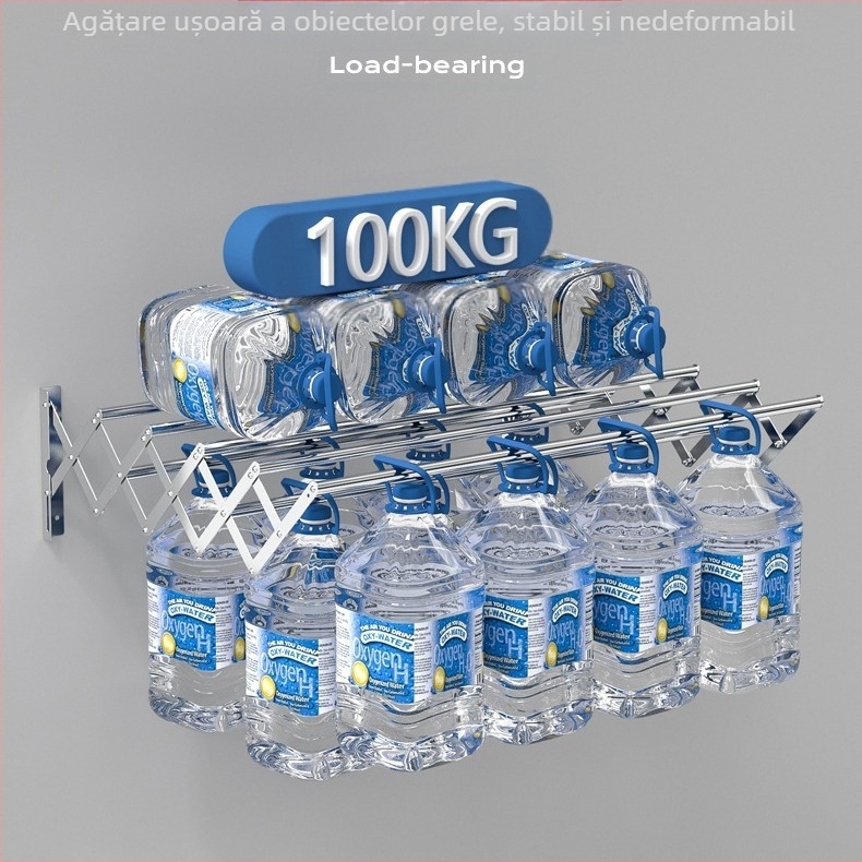Suport de uscare invizibil transfrontalier, tijă de perete suspendată, pliabilă, balcon, telescopic, Bay Window, suport de uscare, din oțel inoxidabil, telescopic, suport pentru prosoape