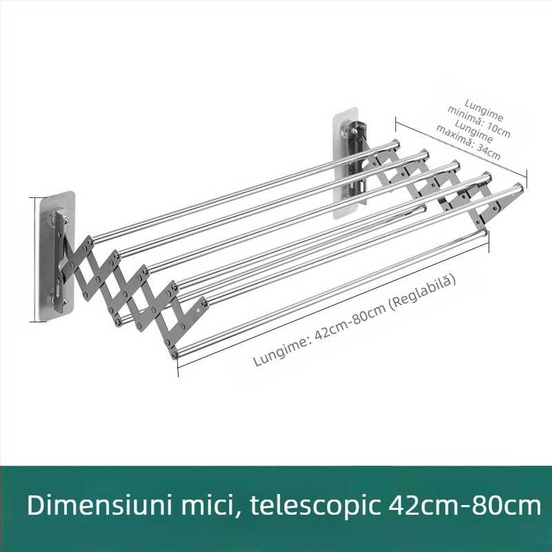 Suport de uscare invizibil transfrontalier, tijă de perete suspendată, pliabilă, balcon, telescopic, Bay Window, suport de uscare, din oțel inoxidabil, telescopic, suport pentru prosoape