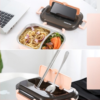 Cutie de prânz din oțel inoxidabil 304, cutie de prânz izolată, pentru studenți, birouri, cantină, portabilă, separată, cutie de prânz pentru cuptor cu microunde, poezie