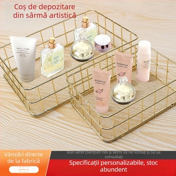 Coș de depozitare din fier simplu, ușor, de lux, pentru birou, cu fund plat, coș de depozitare, coș de depozitare creativ din metal