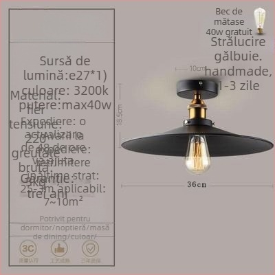 Lampă de tavan cu un singur cap, stil industrial american, stil rustic, retro, pentru hol, sufragerie, dormitor, coridor