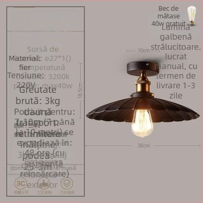 Lampă de tavan cu un singur cap, stil industrial american, stil rustic, retro, pentru hol, sufragerie, dormitor, coridor