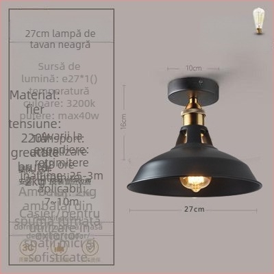 Lampă de tavan cu un singur cap, stil industrial american, stil rustic, retro, pentru hol, sufragerie, dormitor, coridor