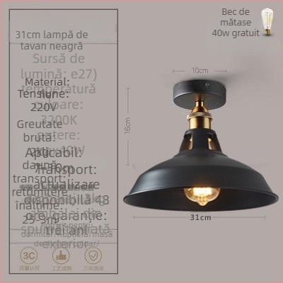 Lampă de tavan cu un singur cap, stil industrial american, stil rustic, retro, pentru hol, sufragerie, dormitor, coridor