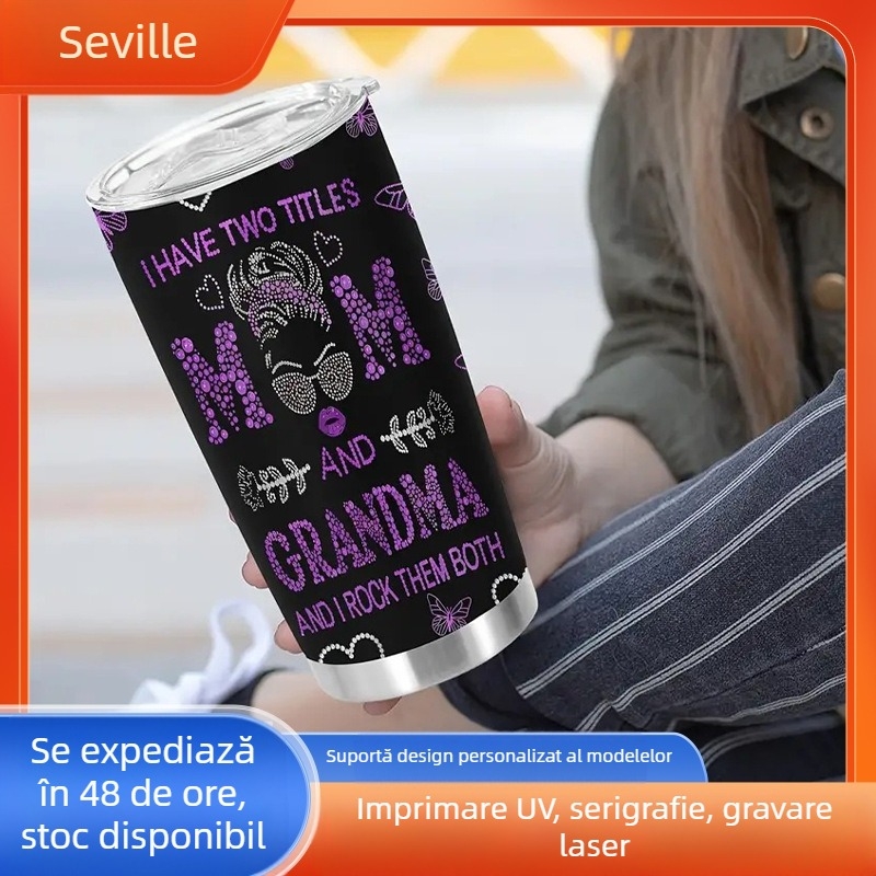 Cană de vid transfrontalieră nouă din oțel inoxidabil 304, cană auto creativă de mare valoare, cană de gheață de mare capacitate pentru exterior