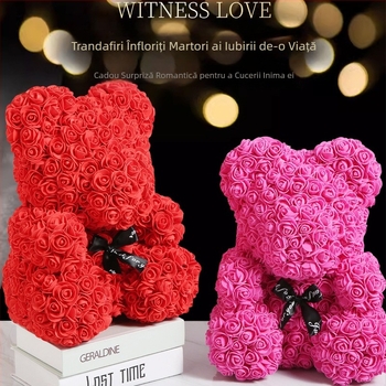 Ursuleț de trandafir, flori conservate, cadou de flori simulate de Ziua Îndrăgostiților, cadou de ziua de naștere, ursuleț de trandafir cu bule, comerț exterior cu ridicata
