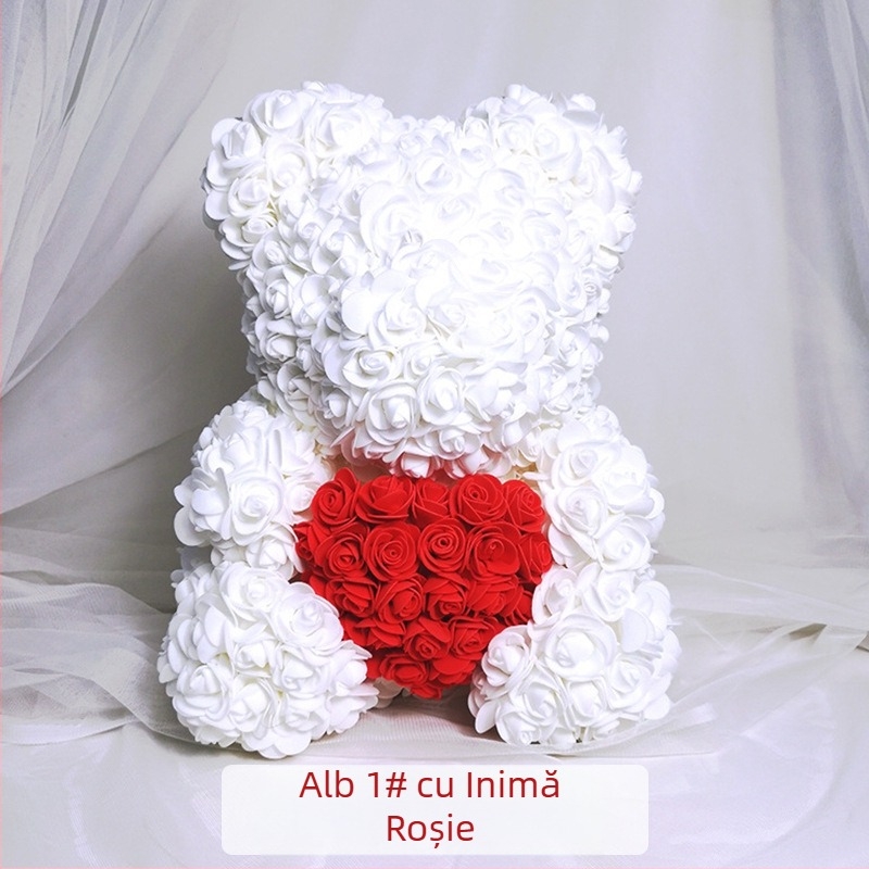 Ursuleț de trandafir, flori conservate, cadou de flori simulate de Ziua Îndrăgostiților, cadou de ziua de naștere, ursuleț de trandafir cu bule, comerț exterior cu ridicata