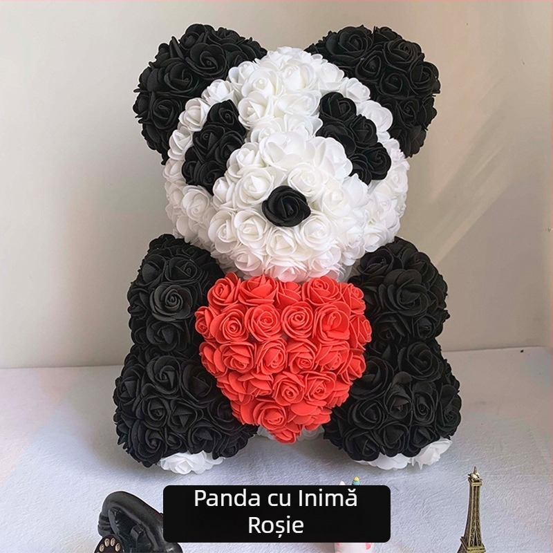 Ursuleț de trandafir, flori conservate, cadou de flori simulate de Ziua Îndrăgostiților, cadou de ziua de naștere, ursuleț de trandafir cu bule, comerț exterior cu ridicata