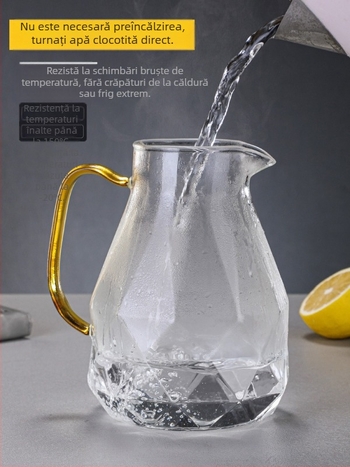 Sticlă de apă rece, ceainic din sticlă rezistent la temperaturi ridicate, ceainic de mare capacitate, Diamond pot, oală de apă rece, ceașcă de ceai, costum de lux ușor, lumină