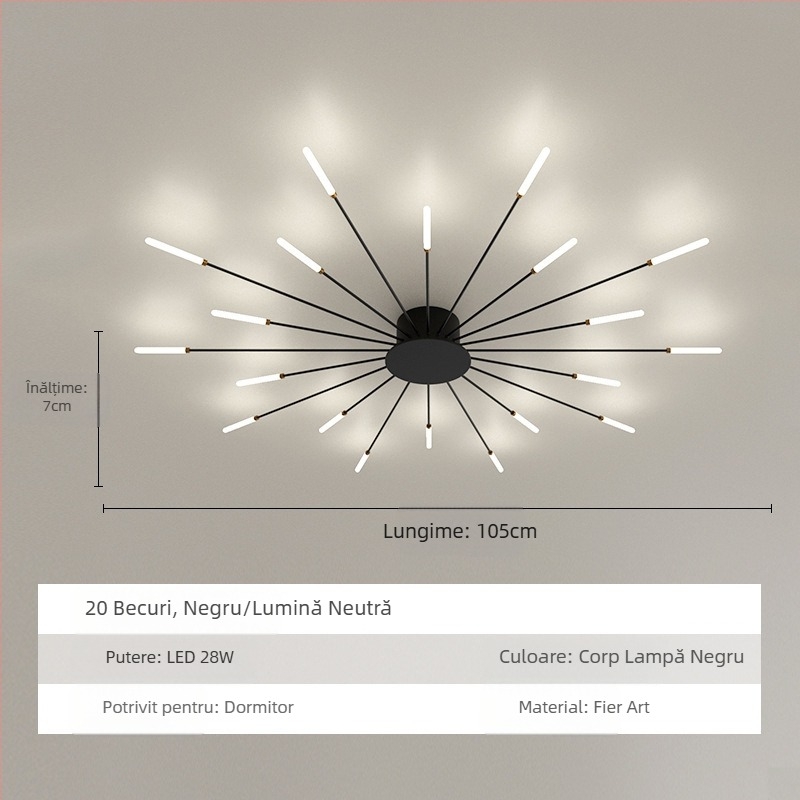 Lampă de tavan cu LED-uri, Lampă simplă pentru living, Lampă de tavan, Hol, Sufragerie de lux, Dormitor, Focuri de artificii Vortex, Lampă de tavan cu LED-uri