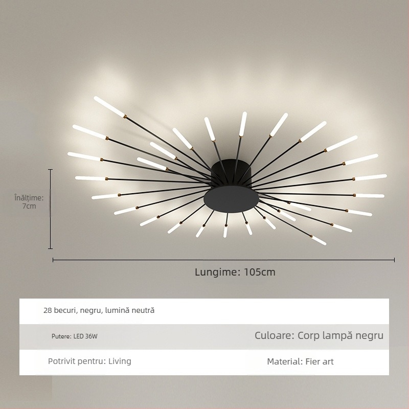 Lampă de tavan cu LED-uri, Lampă simplă pentru living, Lampă de tavan, Hol, Sufragerie de lux, Dormitor, Focuri de artificii Vortex, Lampă de tavan cu LED-uri