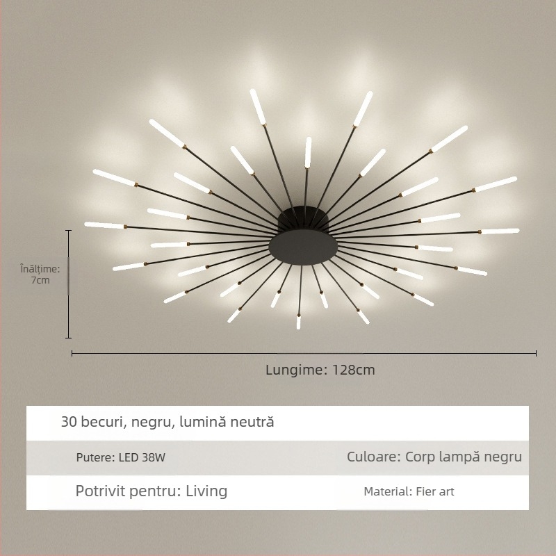 Lampă de tavan cu LED-uri, Lampă simplă pentru living, Lampă de tavan, Hol, Sufragerie de lux, Dormitor, Focuri de artificii Vortex, Lampă de tavan cu LED-uri