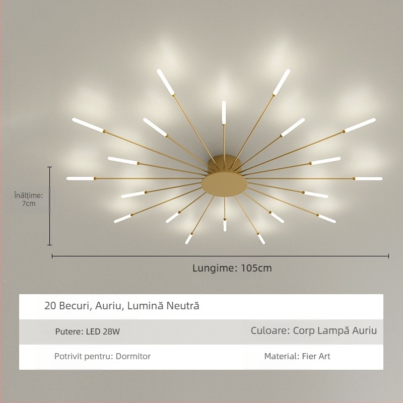Lampă de tavan cu LED-uri, Lampă simplă pentru living, Lampă de tavan, Hol, Sufragerie de lux, Dormitor, Focuri de artificii Vortex, Lampă de tavan cu LED-uri