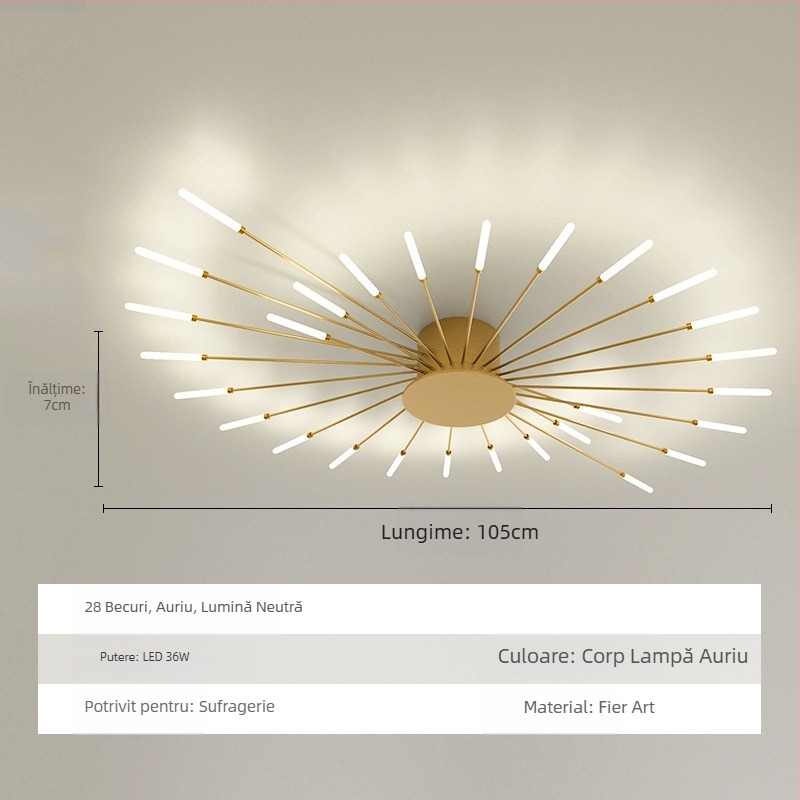 Lampă de tavan cu LED-uri, Lampă simplă pentru living, Lampă de tavan, Hol, Sufragerie de lux, Dormitor, Focuri de artificii Vortex, Lampă de tavan cu LED-uri