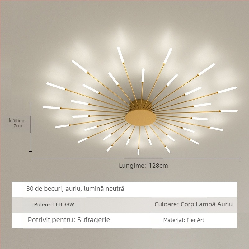 Lampă de tavan cu LED-uri, Lampă simplă pentru living, Lampă de tavan, Hol, Sufragerie de lux, Dormitor, Focuri de artificii Vortex, Lampă de tavan cu LED-uri