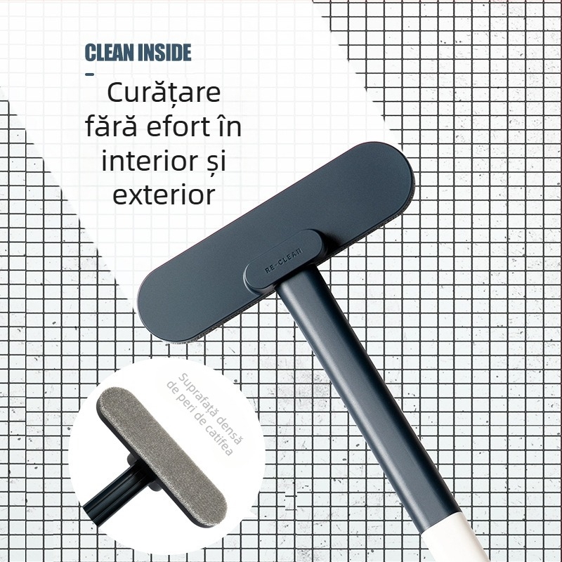 Perie de curățare a geamurilor cu plasă umedă și uscată, detașabilă și lavabilă, pentru plasă de geamuri, perie de curățare a geamurilor, perie multifuncțională pentru curățarea geamurilor, artefact de curățare a geamurilor