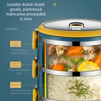 Cutie de prânz izolată sigilată pentru lucrătorii de birou, cutie de prânz din oțel inoxidabil cu capac, cutie de prânz încălzită la microunde pentru studente și fete