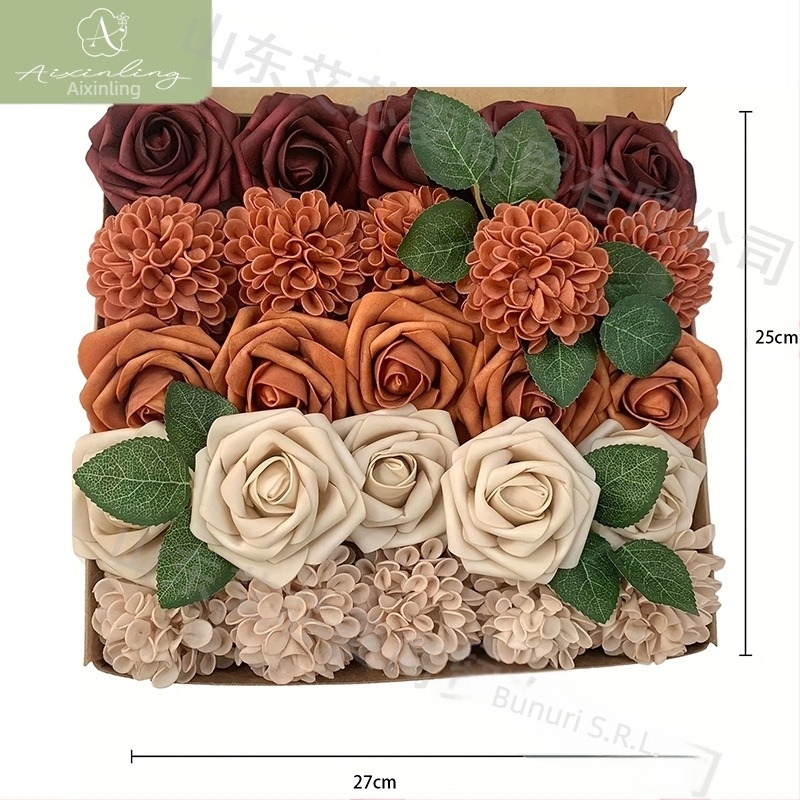 Cutie cadou cu flori artificiale de trandafir simulat transfrontalier din fabrică pentru decorarea desktopului de nuntă DIY, logodnă, petrecere