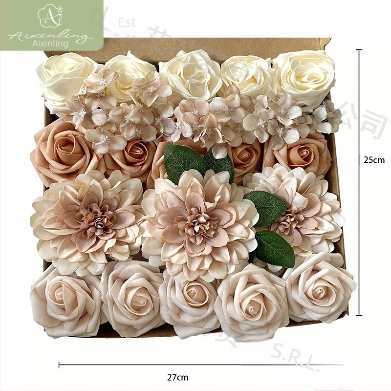 Cutie cadou cu flori artificiale de trandafir simulat transfrontalier din fabrică pentru decorarea desktopului de nuntă DIY, logodnă, petrecere