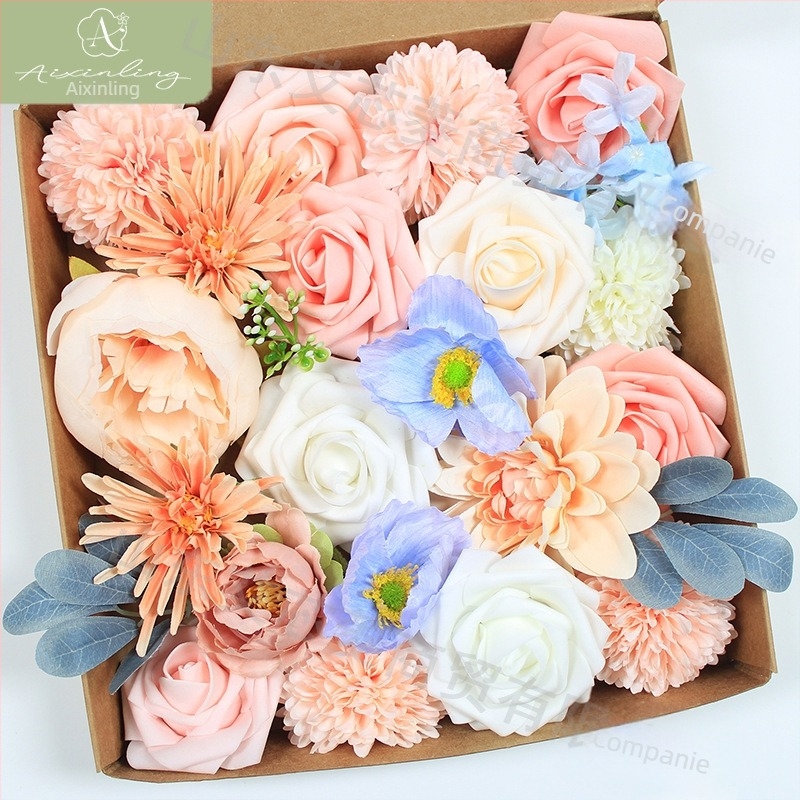 Cutie cadou cu flori artificiale de trandafir simulat transfrontalier din fabrică pentru decorarea desktopului de nuntă DIY, logodnă, petrecere